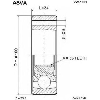 ШРУС внутренний ASVA VW-1-001 фото