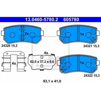 Колодки тормозные задние дисковые к-кт ATE 13.0460-5780.2 фото