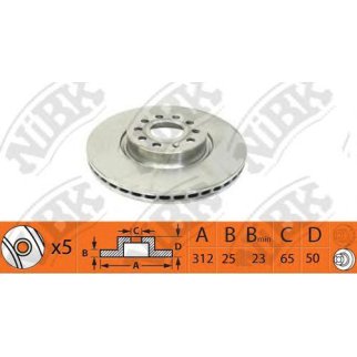 Диск тормозной передний вентилируемый NiBK RN1377 фото