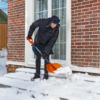 Лопата снеговая поликарбонат 465х410х1390 мм, стал. черенок, усиленная Сибртех фото 8
