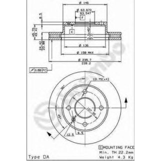 Диск тормозной brembo 09.4914.34 фото