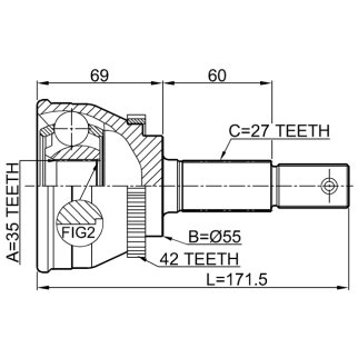 ШРУС НАРУЖНЫЙ35X55X27 (FEBEST) фото 2