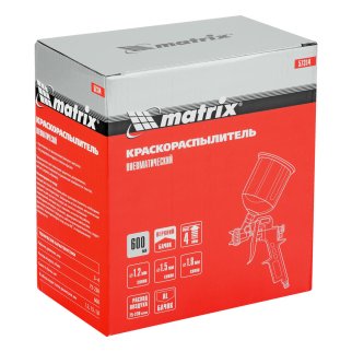Краскопульт MATRIX с в/б V=0,6л + сопла диаметром 1.2, 1.5 и 1.8мм фото 22