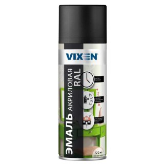 Эмаль акриловая RAL, черный янтарь матовый (RAL 9005), аэрозоль 520 мл VIXEN VX30905 фото