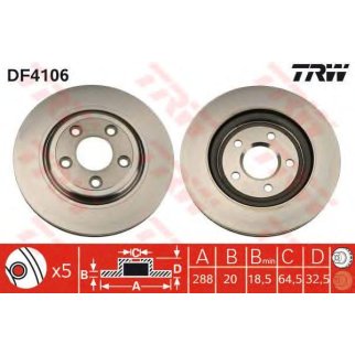 Диск тормозной задний TRW DF4106 фото