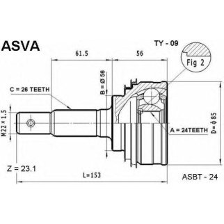 ШРУС наружный ASVA TY-0-9 фото