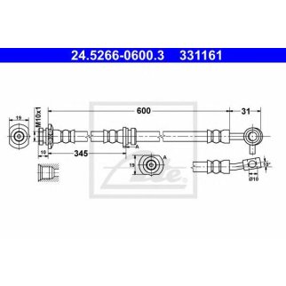 Шланг тормозной передний левый ATE 24.5266-0600.3 фото