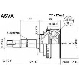 ШРУС наружный ASVA TY17-A48 фото