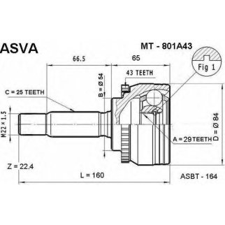 ШРУС наружный ASVA MT80-1A43 фото