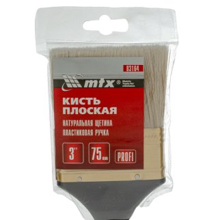 Кисть плоская Профи 3", натуральная щетина, пластмассовая ручка// MATRIX фото 1
