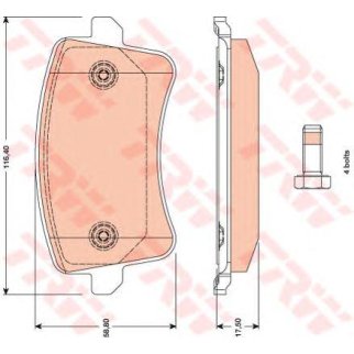 Колодки тормозные задние дисковые к-кт TRW GDB1765 фото