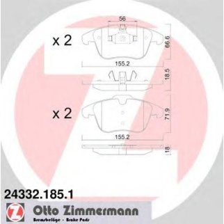 Колодки тормозные передние к-кт Zimmermann 24332.185.1 фото