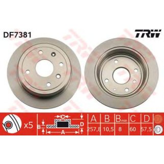 Диск тормозной задний TRW DF7381 фото