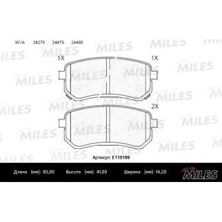 Колодки тормозные задние дисковые к-кт MILES E110199 фото