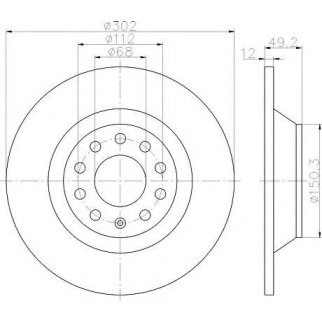Диск тормозной задний Hella 8DD 355 111-181 фото