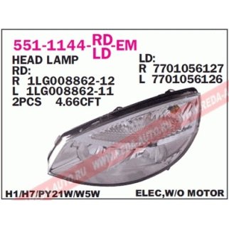 Фара левая DEPO 551-1144L-LD-EM фото