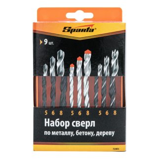 Сверло по бетону 5-6-8мм + металлу 5-6-8мм + дереву 5-6-8мм 9шт SPARTA фото 11