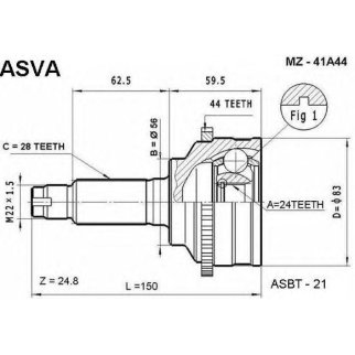 ШРУС наружный ASVA MZ41-A44 фото
