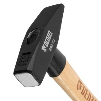 Молоток 600гр кованый кв. боек буковая рукоятка DENZEL фото 3