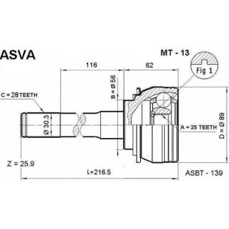ШРУС наружный ASVA MT13- фото