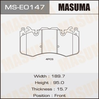 Колодки тормозные передние к-кт Masuma MS-E0147 фото