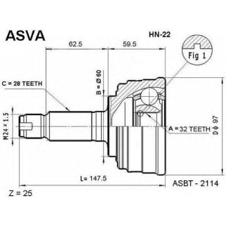 ШРУС НАРУЖНЫЙ 32X60X28 (ASVA) фото