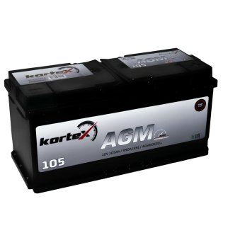 Аккумуляторная батарея KORTEX AGM 6СТ105 обр. 393х175х190 Турция фото