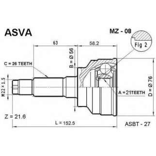 ШРУС наружный ASVA MZ-0-8 фото