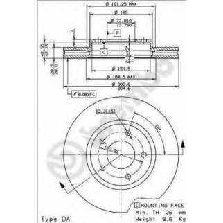 Диск тормозной передний вентилируемый Brembo 09.7731.11 фото