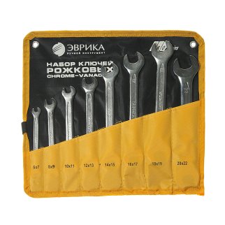 Набор ключей рожковых 6-22мм планшет 8 предметов (Chrome vanadium) PRO ЭВРИКА фото 1