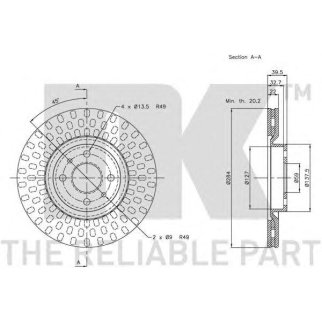 Диск тормозной передний (284x22mm) / ALFA ROMEO 145,146,155,Mito,FIAT 500,Bravo-II,Doblo,Idea,Linea, фото
