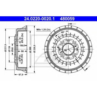 Барабан тормозной ВАЗ-2108 ATE 1шт. фото