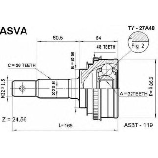 ШРУС наружный ASVA TY27-A48 фото