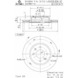 Диск тормозной передний вентилируемый Brembo 09.B594.10 фото