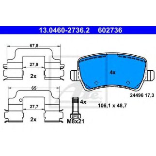 Колодки тормозные задние к-кт ATE 13.0460-2736.2 фото