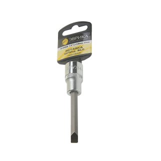 Насадка-вставка с битой шлиц SL8&quot; 1/2&quot; 8мм L=100мм (с держателем) ЭВРИКА фото