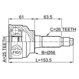 ШРУС НАРУЖНЫЙ 25X56X26 (FEBEST) фото 2