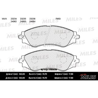 Колодки тормозные передние к-кт MILES E100032 фото