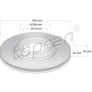 Торм.диск пер.вент.(254x24) 5 отв. фото