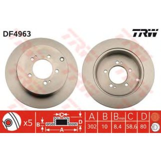 Диск тормозной задний TRW DF4963 фото