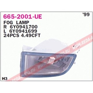 665-2001R-E_фара противотуманная правая! Skoda Fabia all 93-03 фото