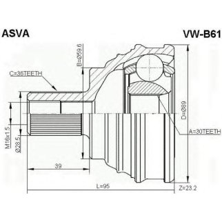 ШРУС наружный ASVA VWB6-1 фото