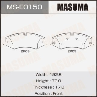 Колодки тормозные передние к-кт Masuma MS-E0150 фото