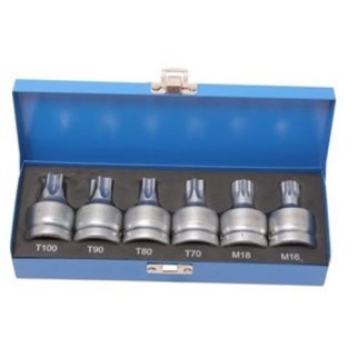 Набор головок TORX, Spline с отверстием 3/4&quot; 6пр кейс ROCK FORCE фото
