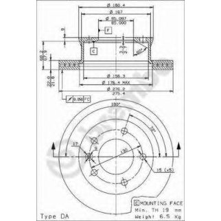 Диск тормозной brembo 09.9618.14 фото