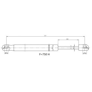 Упор газовый (амортизатор) для а/м Peugeot 308 (07-) универс. (крышки багажника) L=537мм (GS 2025) фото 3