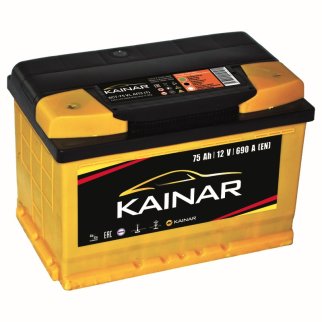 Аккумуляторная батарея KAINAR 6СТ 75 VL АПЗ прям. 075K1101 278х175х190 Казахстан фото