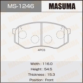 Колодки тормозные передние к-кт Masuma MS-1246 фото