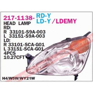 Фара левая DEPO 217-1138L-LD-Y фото