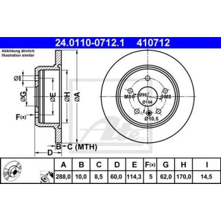 Диск тормозной задний ATE 24.0110-0712.1 фото